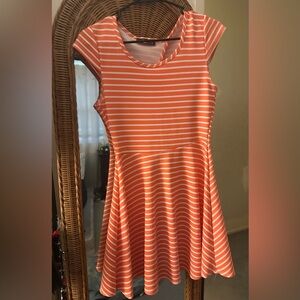 Pinc Pink and White Fit and Flare Dress